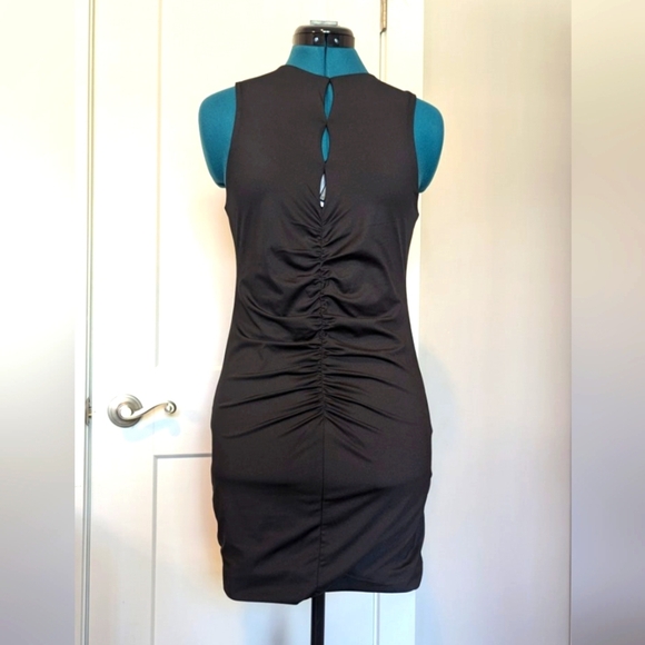 H&M Womens Minidress Small Black Bodycon Lined Ruched Sexy Evening Dress NWOT - Picture 1 of 3